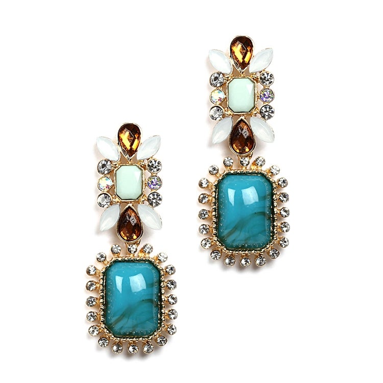 Violet Turquoise Gemstone Gold Statement Earrings | YAA YAA LONDON | Wolf &  Badger